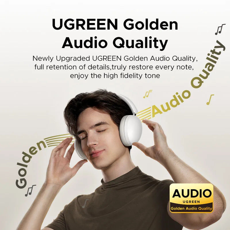 UGREEN Wireless Bluetooth Headphones, 80H Playtime, HiFi Stereo Over Ear Headphones with Microphone, Bluetooth 5.4