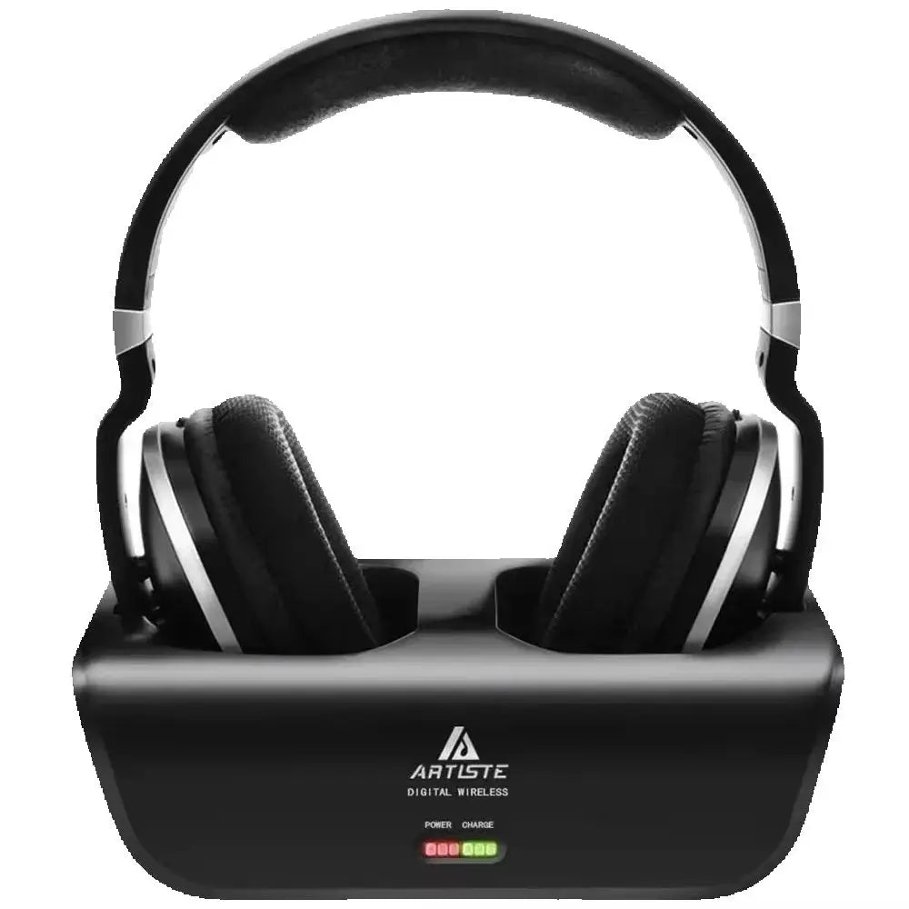 Wireless TV Headphone Artiste ADH300 2.4GHz Digital Over-Ear Stereo Headphone for TV 100ft Distance Transmitter Charging Dock
